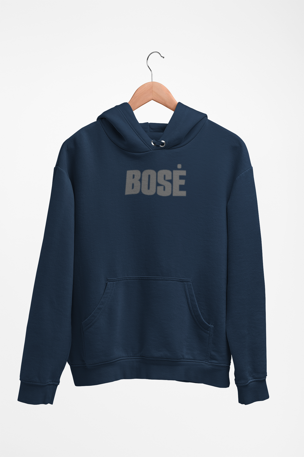 Tamsiai mėlynas UNISEX džemperis su gobtuvu "BOSĖ"