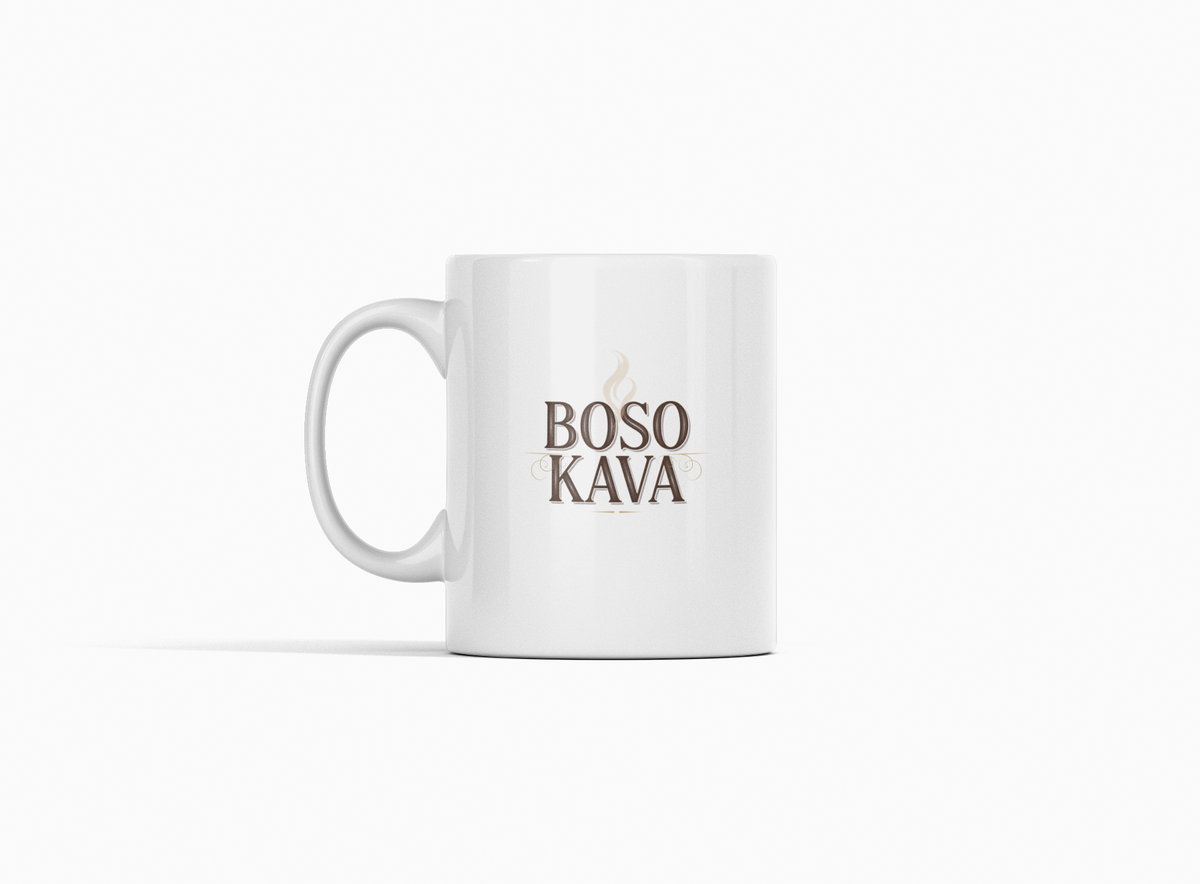 Baltas puodelis "BOSO KAVA"