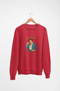 Raudonas UNISEX džemperis be gobtuvo "BOSAS" su sendintu piešiniu.