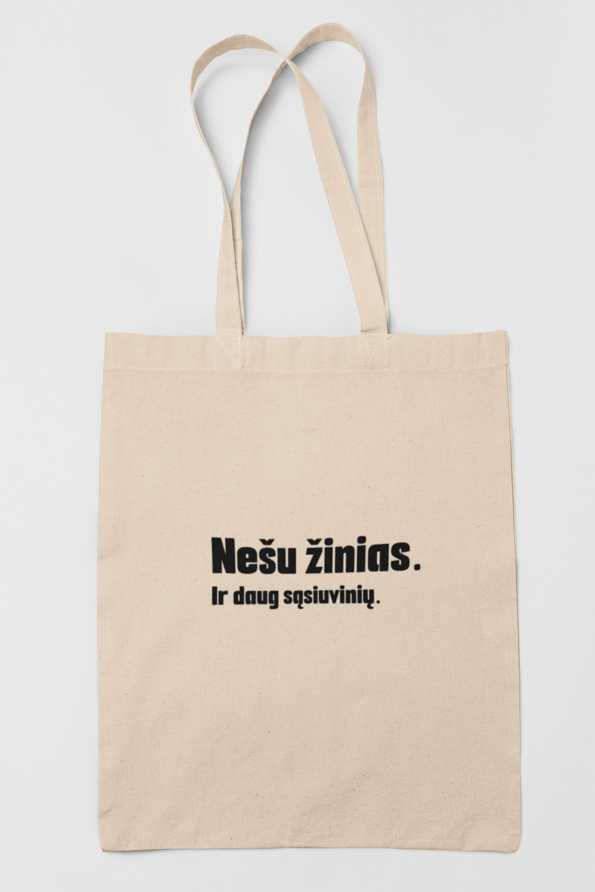 Pirkinių krepšys dvigubu dugnu "Nešu žinias. Ir daug sąsiuvinių"