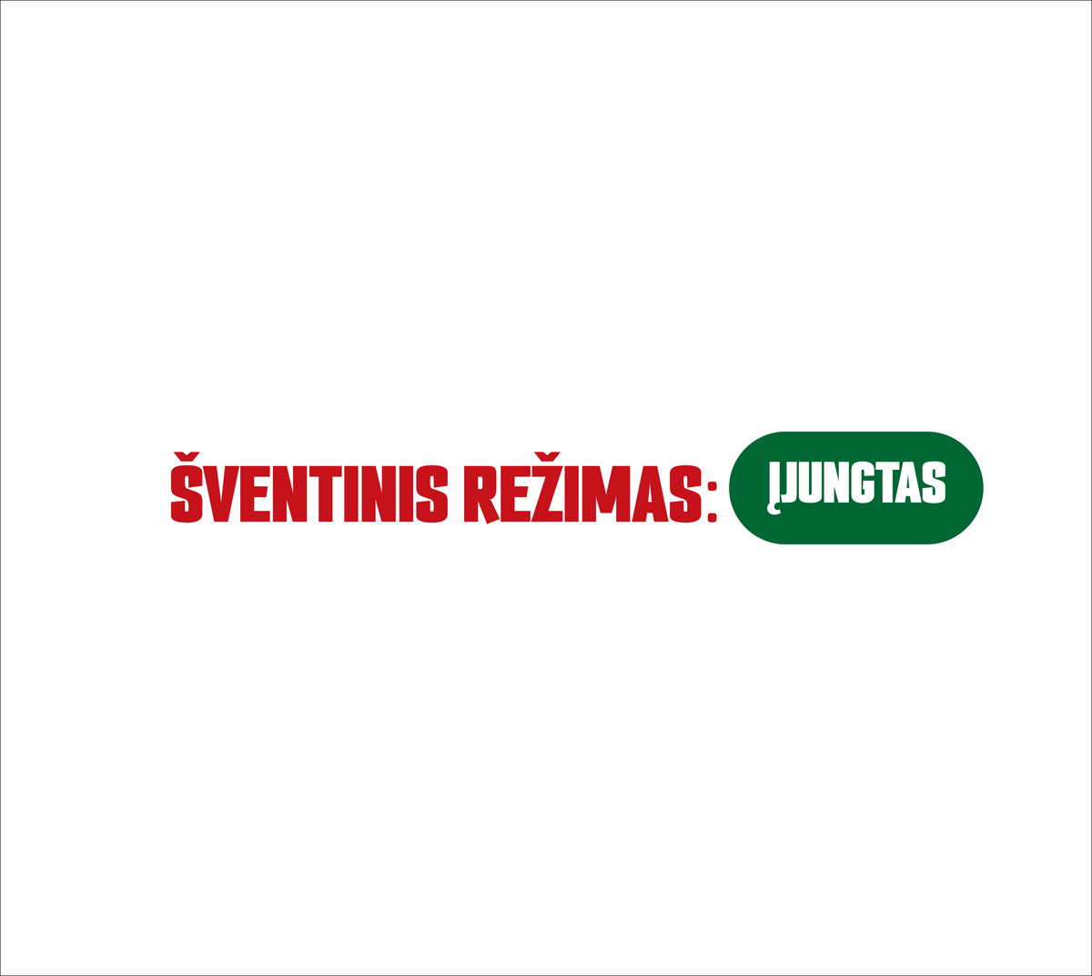 Baltas UNISEX džemperis be gobtuvo "Šventinis rėžimas įjungtas."