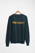 Tamsiai mėlynas Unisex džemperis be gobtuvo "Mokytojas su širdele". Didelis užrašas.