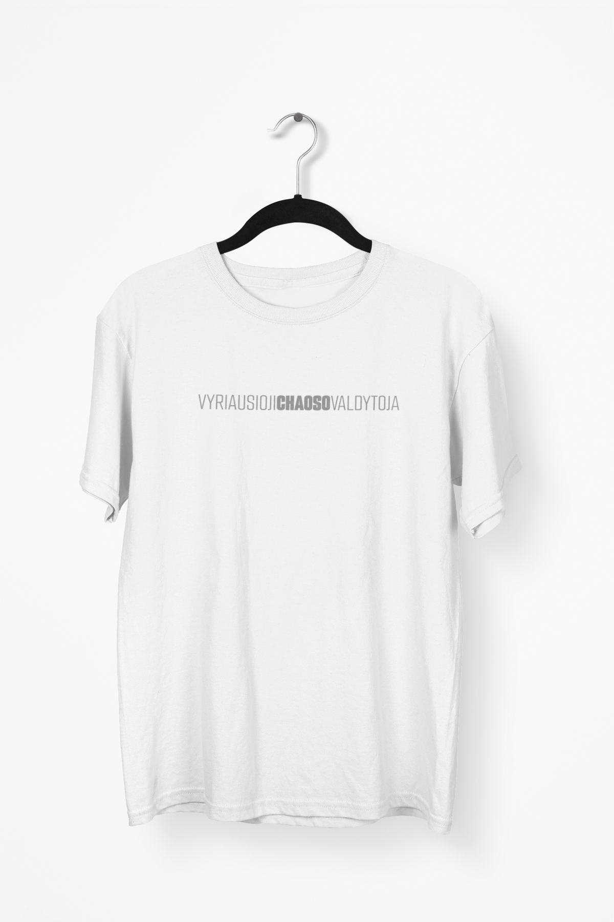 Balti Unisex marškinėliai "Vyriausioji chaoso valdytoja."